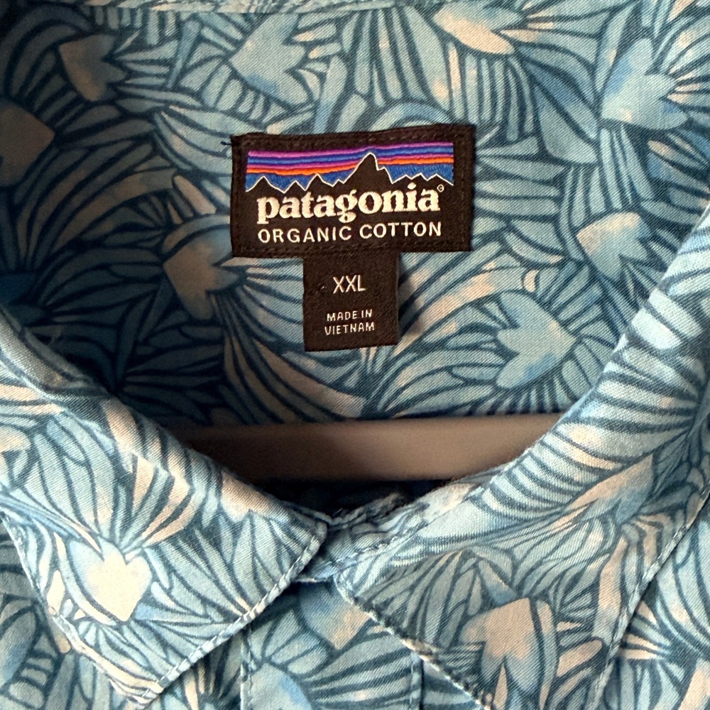 Patagonia Mens Go To Abstract Wave‎ Print Button Up Shirt, Blue, XXL - Picture 2 of 10